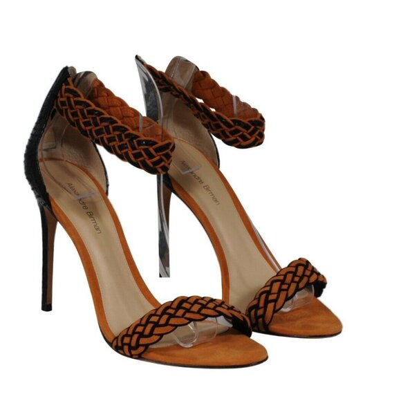 Alexandre Birman Womens Braided Python Sandals US 9.5 EU 39.5 Orange Black - Picture 1 of 10